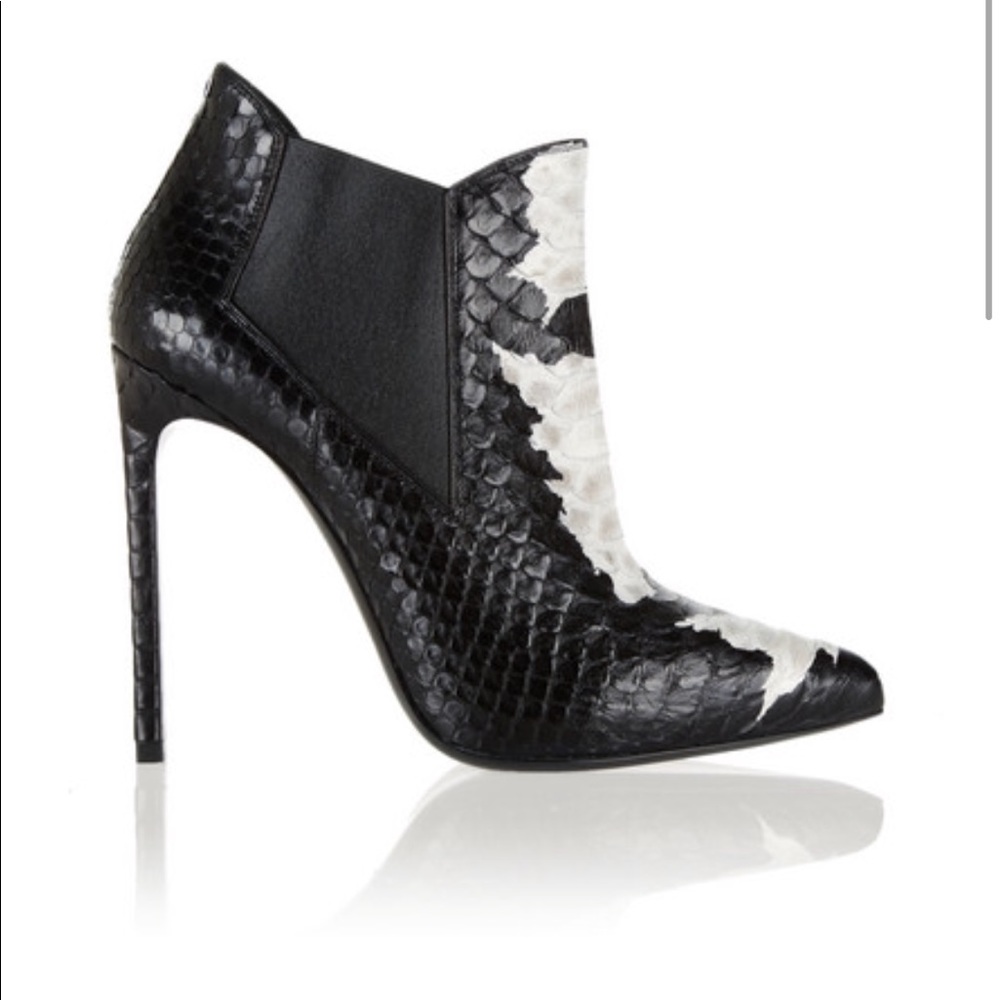 Saint Laurent Paris two-tone python ankle boots 36